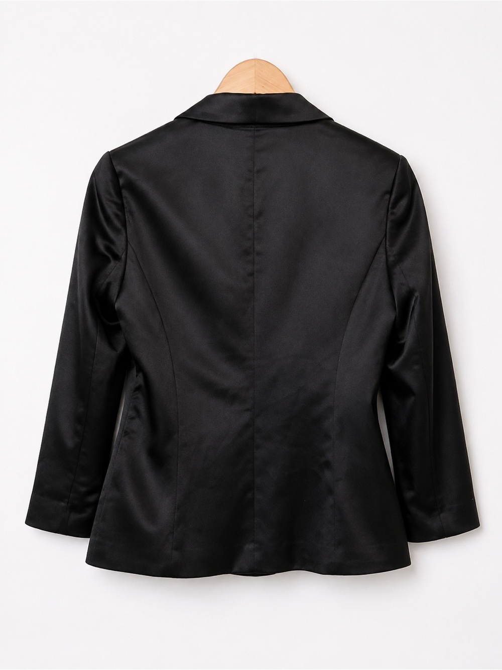 Anne Klein Black Satin Open-Front Blazer - Picture 2 of 6